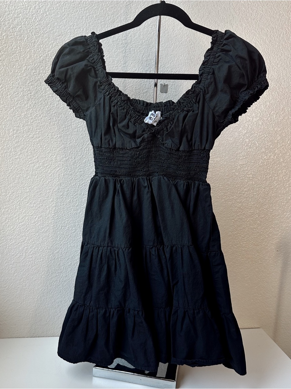 Princess Polly Black Puff Sleeve Mini Dress